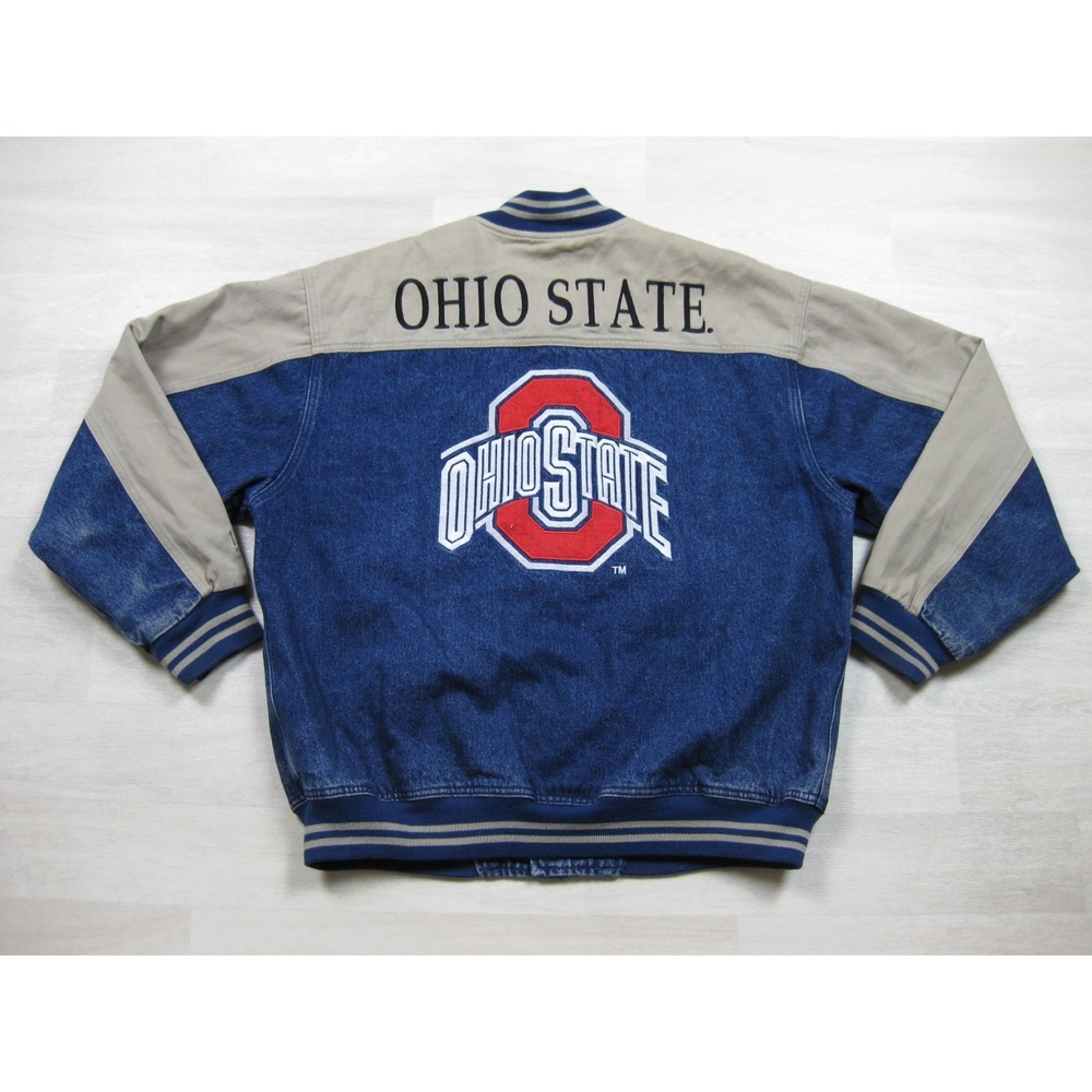 Vintage 90s Lee Sport Varsity‎ Jacket Men's (L) Ohio State Buckeyes Denim